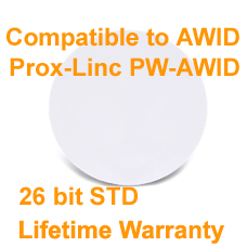 125KHz Proximity Round PVC Sticker 26bit STD AWID format compatible with PW-AWID